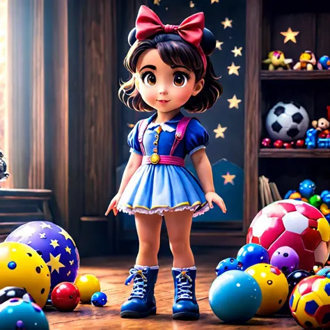 art, glass orb, stars, cute, magna girl five years old, Disney style, Surrounded by her favorite toys DSLR, 8k uhd, hdr, ultra-detailed, high quality, high contrast, score_9,score_8_up,score_7_up,score_6_up,score_5_up,score_4_up, cinematic film still of 