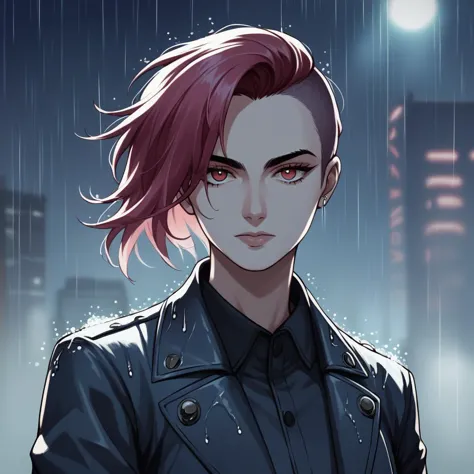 score_9, score_8_up, score_7_up, score_6_up,source_anime, anime 2d, a beautiful assassin woman with long side shaved hair, background night city neon future bladerunner anime, rainy,  licollins, <lora:licollins_ponyxl_autism_xl_1_standard_licollins-000098:1.1>