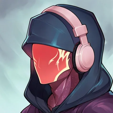 a close up of a person wearing headphones and a hood