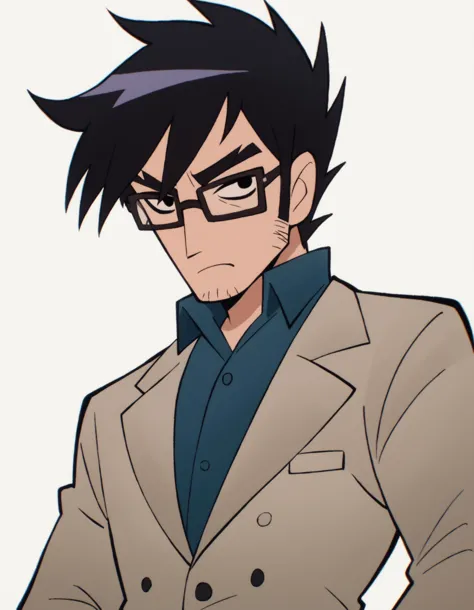 a cartoon of a man in a suit and glasses