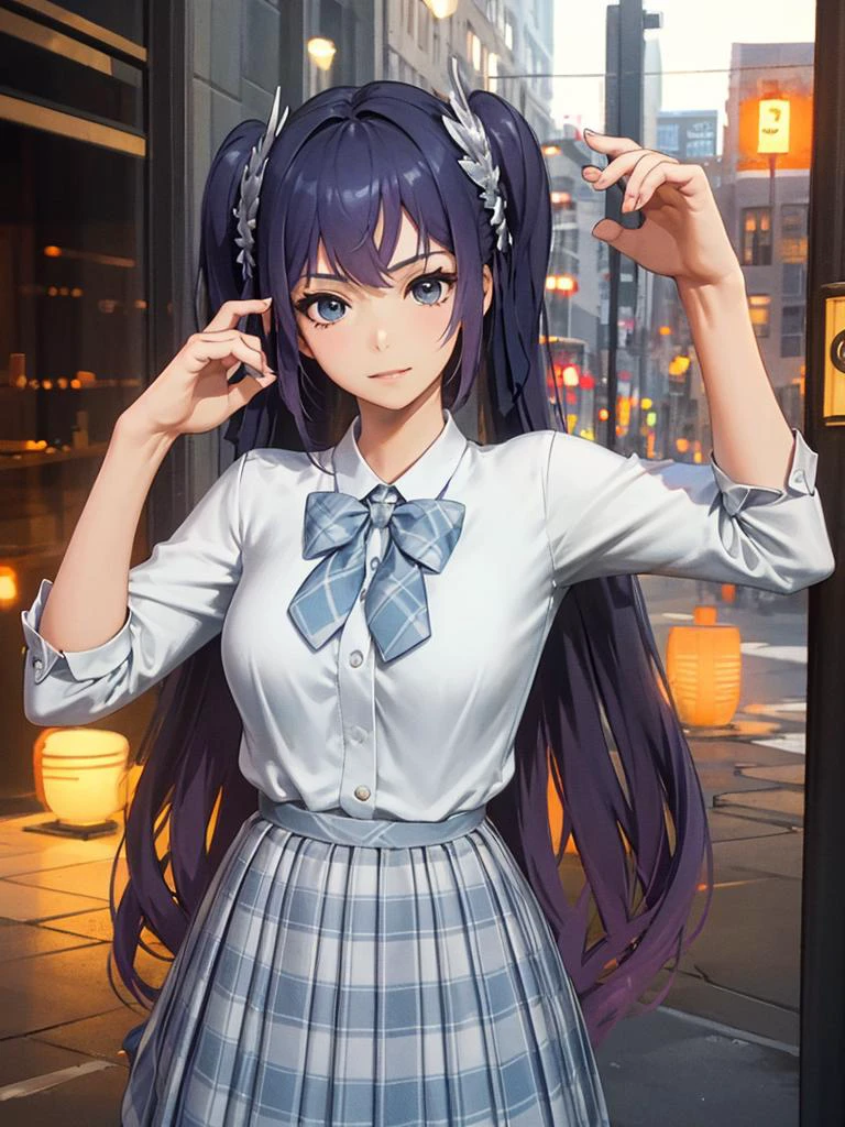 Anime girl in a school uniform posing for a picture - SeaArt AI