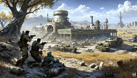 Painting of fallout4 war detailed in america , style of ancient academic mythological by Henryk Siemiradzki, <lora:Acdemical_pai...