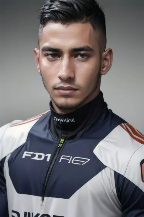 1man,Face of syahnk, fade  hairstyles, F1 RIDER SUIT , 8K UHD,  Handsome face