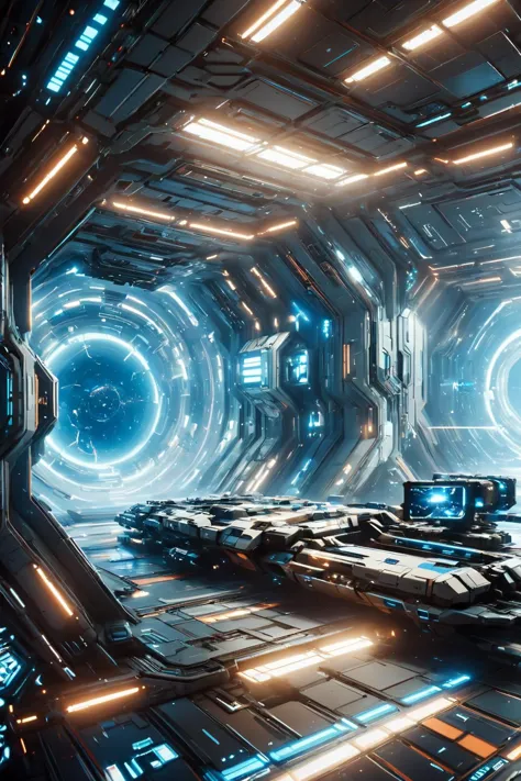 a futuristic spaceship with a futuristic interior and a futuristic spaceship