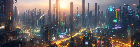 landscape of a futuristic sci fi city, sci fi, ultra realistic, high resolution, city, beach, ocean, war, warfare, missiles, met...