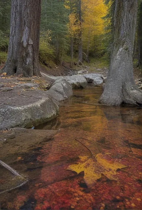 (bright floor level photo within Canadian Mountain Range, National Park, during the last week of September at the height of fall colors)(reds, yellows)(cold air after heavy rainfall rushing waters)(perfect AM lighting conditions with god yays and a feeling of splendor and humility)(long exposure on wide format)(rays of sunshine on the forest floor)(ancient pagan alter)in foreground)(with true film high dynamic range award winning image, legacy artwork, 8k)(processing: .25 unsharp mask, S curve, dodge and burn, mid-level contrast, dark edge vignette)
<lora:LCM-LoRA-XL_V1:0.1>
<lora:SDXLHighDetail_v5:0.7>
<lora:add-detail-xl:0.7>