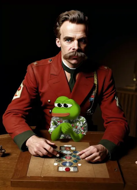 araffe in uniform sitting at a table with a toy