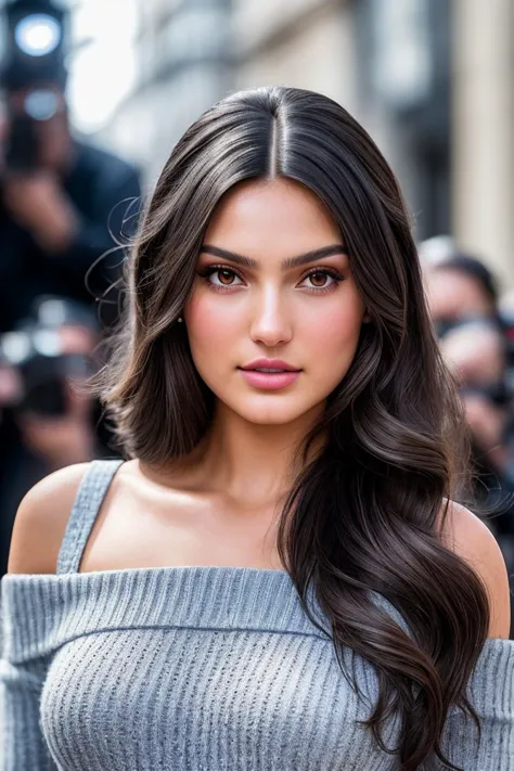 foto de hermosa (taowickrath:0.99), Una mujer con un cabello hermoso, peinado recogido, como estrella de cine en un (estreno de la película), Gala de estreno, (cerca de una sala de cine), textura natural de la piel, (suéter azul elegante de hombros descubiertos), (Tirantes:1.1), 24mm, texturas 4K, luz cinematográfica suave, Adobe Lightroom, photolab, hdr, Intrincado, elegant, muy detallado, enfoque nítido, ((((aspecto cinematográfico)))), tonos calmantes, Detalles locos, Intrincado details, hiperdetallado, Bajo contraste, luz cinematográfica suave, mezcla de exposición, hdr, desteñido, (Paparazzi en el fondo), (labios pintados:1.1), ((mirando directamente a la cámara:1.1))