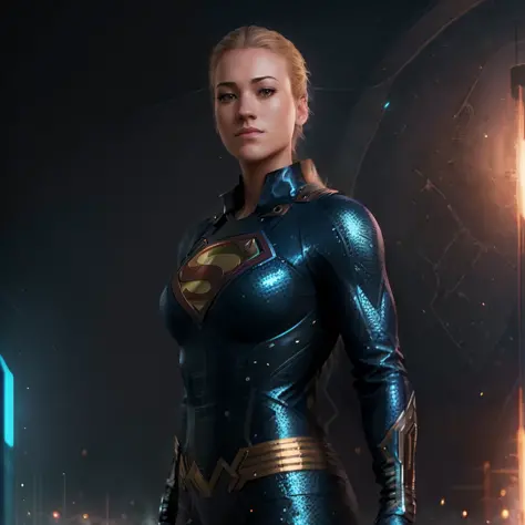 (extremely detailed CG unity 8k wallpaper) full body of yvonne strahovski as superman, ultra realistic, concept art, intricate d...