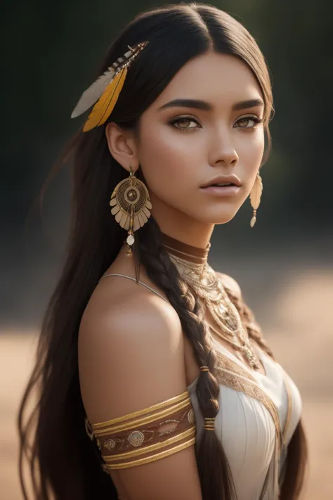 a woman with long hair wearing a white dress and gold jewelry