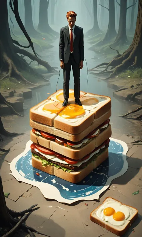 isometric style <lora:FF-Style-James_Gilleard:0.29> James Gilleard illustrative sandwich with a map of the world on it, amazing ...