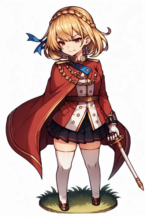 score_9, score_8_up, score_7_up, , rating_general,1girl ,incrsprncwlsdef, blonde hair, red eyes, crown braid, french braid, shor...