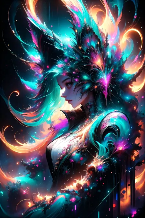 <lora:aurora-style-richy-v1:1>, aurorastyle, official art, unity 8k wallpaper, ultra detailed, beautiful and aesthetic, masterpiece, best quality, (zentangle, mandala, tangle, entangle), (fractal art:1.3), 1girl, extremely detailed, dynamic angle, cowboyshot, the most beautiful form of chaos, elegant, a brutalist designed, vivid colours, romanticism, by james jean, roby dwi antono, ross tran, francis bacon, michal mraz, adrian ghenie, petra cortright, gerhard richter, takato yamamoto, ashley wood, atmospheric, ecstasy of musical notes, streaming musical notes visible,