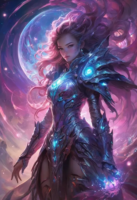 Renowned digital fantasy artist creates an otherworldly spectacle, featuring a powerful female character in intricate futuristic...