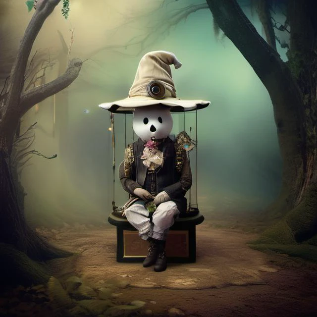 award winning photograph of a hyperkraximalism ghost with lingering regrets in wonderland, magical, whimsical, fantasy art concept, steampunk, intricate details, best quality, masterpiece, ultra shartp, hyper realistic, realism, sfw, 