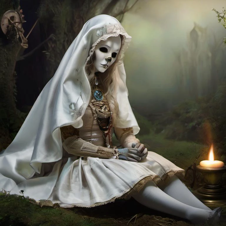 award winning photograph of a hyperkraximalism ghost with lingering regrets in wonderland, magical, whimsical, fantasy art concept, steampunk, intricate details, best quality, masterpiece, ultra shartp, hyper realistic, realism, sfw, 