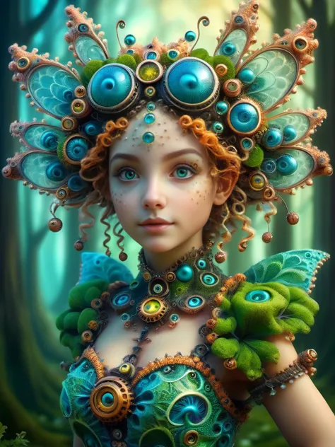 award winning photography of a cute nymph with natural beauty made of ral-mndlbrt in wonderland, magical, whimsical, fantasy art...