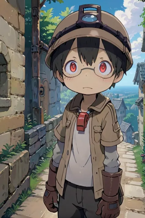 <lora:shiggysdxl-000030:0.6>
10 year boy named mia_shiggy standing in a beautiful village,
he is wearing a red whistle around his neck,
adorabel boy, cute face, details sky, handsome, young, juvenile,
he has black hair, and he has red gradient eyes, brown helmet, gloves, hat, closed mouth, glasses, black gloves, helmet, glasses, brown jacket,
multiple details, eyeshadow, sfw, faint smile
hyper-detailed, hyper-detailed face, draw it in the style of Made in Abyss
The soft lighting and detailed surroundings create an immersive environment where imagination runs wild
high quality visuals, dim Lighting, sharply focused, octane render, 8k UHD