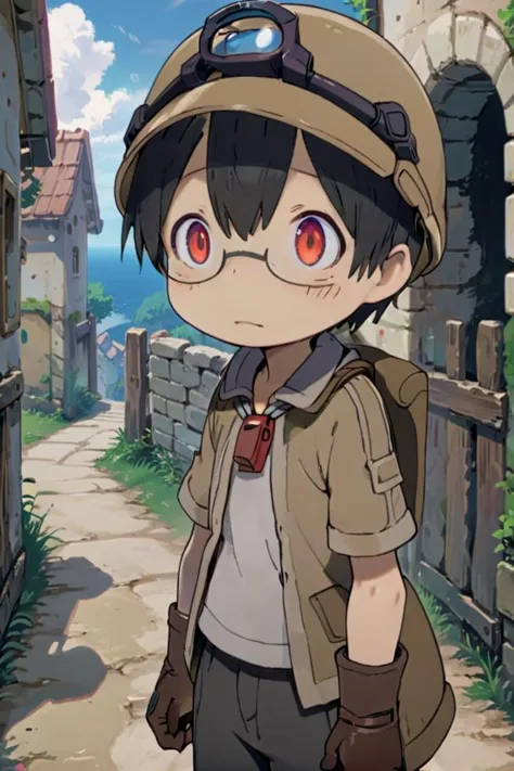 <lora:shiggysdxl-000030:0.6>
10 year boy named mia_shiggy standing in a beautiful village,
he is wearing a red whistle around his neck,
adorabel boy, cute face, details sky, handsome, young, juvenile,
he has black hair, and he has red gradient eyes, brown helmet, gloves, hat, closed mouth, glasses, black gloves, helmet, glasses, brown jacket,
multiple details, eyeshadow, sfw, faint smile
hyper-detailed, hyper-detailed face, draw it in the style of Made in Abyss
The soft lighting and detailed surroundings create an immersive environment where imagination runs wild
high quality visuals, dim Lighting, sharply focused, octane render, 8k UHD