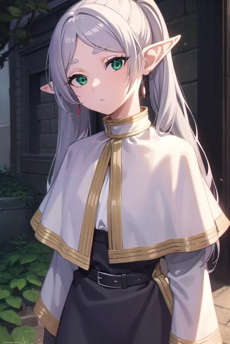 frieren, <lyco:frierenv2-lyco-nochekaiser:1>,
frieren, long hair, twintails, (green eyes:1.5), grey hair, pointy ears, elf,
BREAK shirt, long sleeves, jewelry, pantyhose, earrings, striped, black pantyhose, capelet, striped shirt,
BREAK outdoors, sky, nature,
BREAK looking at viewer, (cowboy shot:1.5),
BREAK <lyco:GoodHands-beta2:1>, (masterpiece:1.2), best quality, high resolution, unity 8k wallpaper, (illustration:0.8), (beautiful detailed eyes:1.6), extremely detailed face, perfect lighting, extremely detailed CG, (perfect hands, perfect anatomy),