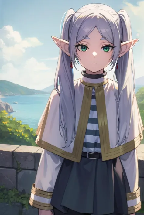 frieren, <lyco:frierenv2-lyco-nochekaiser:1>,
frieren, long hair, twintails, (green eyes:1.5), grey hair, pointy ears, elf,
brea...