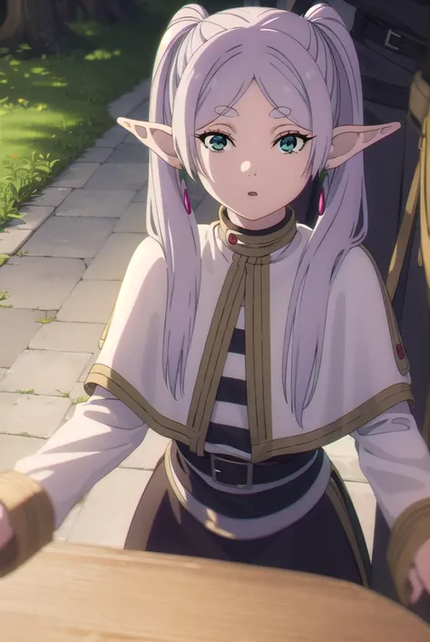 frieren, <lyco:frieren-lyco-nochekaiser:1>,
frieren, long hair, twintails, (green eyes:1.5), grey hair, pointy ears, elf,
break ...