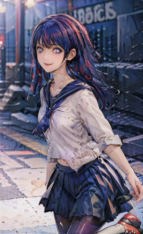 anime girl with blue hair and a white shirt and skirt