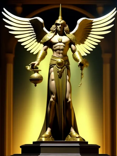 martianwarlord style, a statue of an angel standing on top of a pedestal