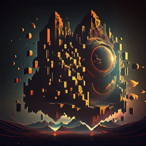 an artistic image of a futuristic city with an eye in the middle of it