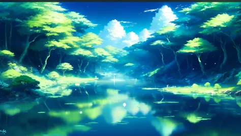 anime style digital painting, scifi, scifi, Pond