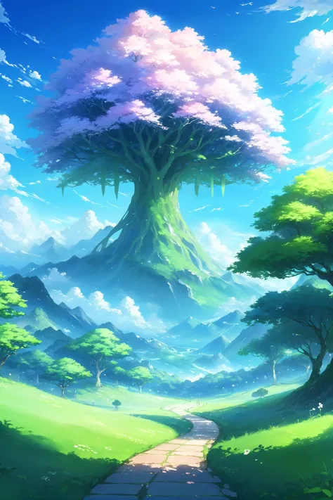 anime style digital painting, fantasy, fantasy, Temperate Grassland