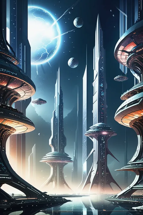 a great scifi arcology edge of the multiverse, masterpiece