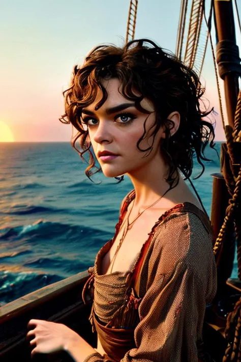 a close up of a woman on a boat looking out at the ocean