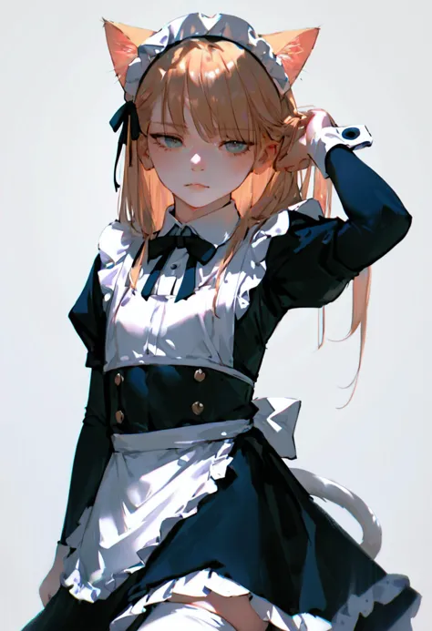 anime character dressed in maid outfit with cat ears and tail