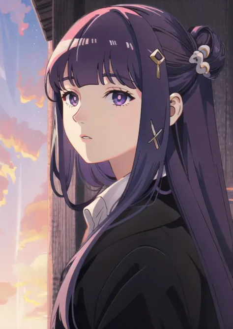 <lora:ç å½é£:0.8>,guofeng,
<lora:è²ä¼¦1Ve:0.8>,1girl,solo,purple hair,long hair,purple eyes,blunt bangs,sidelocks,half updo,bright pupils,hair ornament,HDR,UHD,8K,best quality,