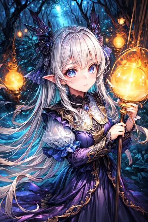 1girl, ethereal dress, standing in a mystical forest, looking at the viewer, fireflies illuminating the night, ((best quality, masterpiece, extreme details):1.2) ((detailed eyes, detailed face):1.2), <lora:add_detail:1> <lora:backlight_slider_v10:1> <lora:eye_size_slider_v1:2> <lora:eyebrows_slider_v2:3> <lora:age_slider_v2:-1>,