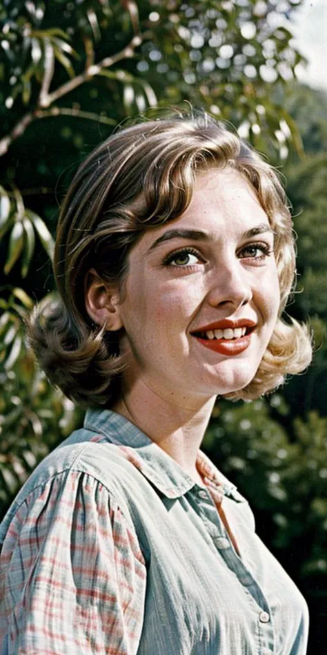 (((Ultra-HD-realistic-quality-details, first-person-pov))) 1girl, hillbilly, america-1960-era, getting-photographed-by-viewer, old-vintage-movie-scene, outdoors