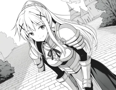 anime girl in black and white with long hair and cape