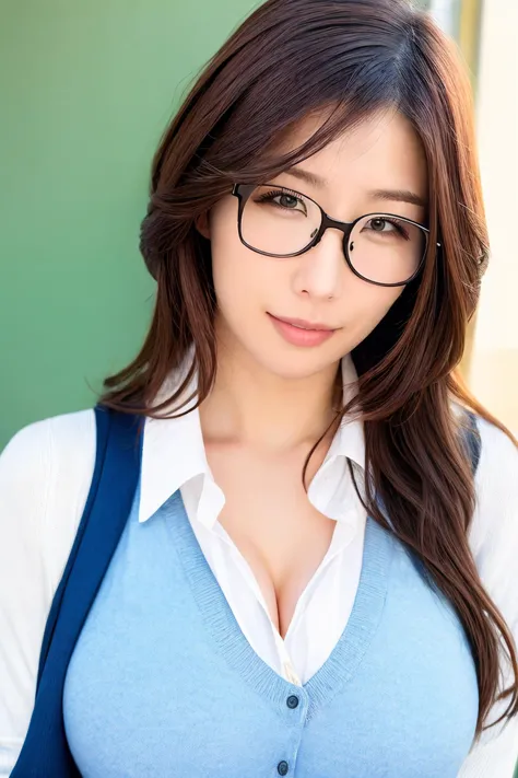 1girl, ayumishinoda_jav, breasts, long hair, parted lips, glasses, <lora:jav_ayumi_shinoda_v1_epoch_8:1.0>
wearing teacher outfi...