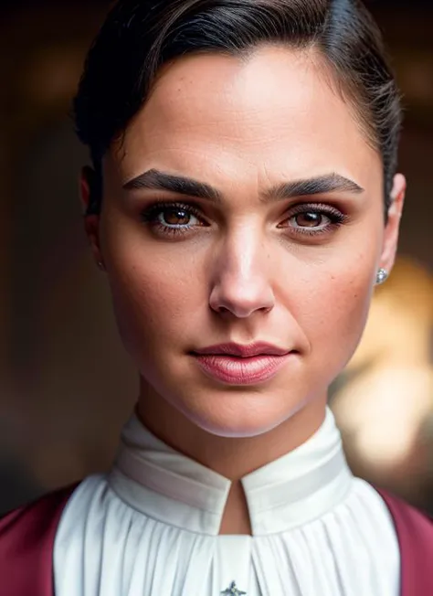 a close up of a woman with a necklace on her neck