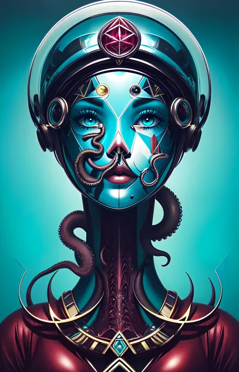 cult of cthulu, (geometric:1.2), (futurism), impressionist, detailed, 1girl, majestic, breathtaking, (suggestive:1.1), (depressi...