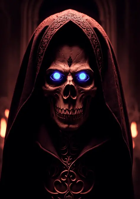 (extremely detailed 8k wallpaper),a medium shot photo of a fearful necromancer, Intricate, High Detail, dramatic