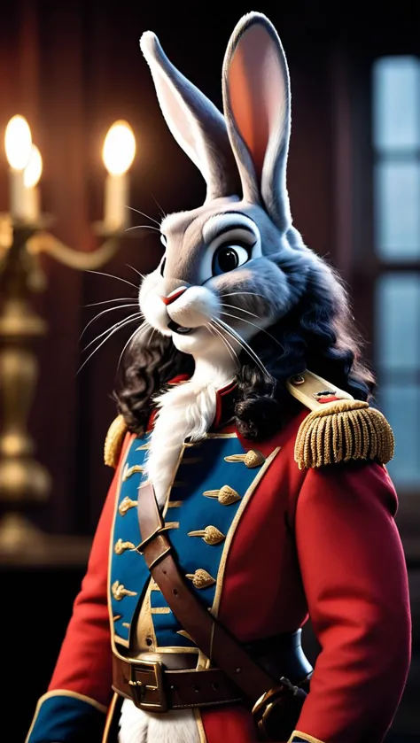 a close up of a rabbit dressed in a military uniform