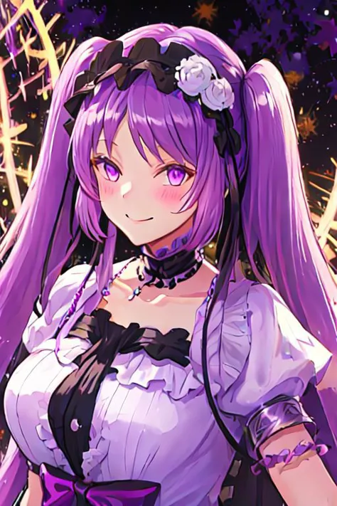 euryale_fgo, long_hair, purple_hair, twintails, hairband, purple_eyes, lolita_hairband, very_long_hair, bangs, jewelry, blush, s...