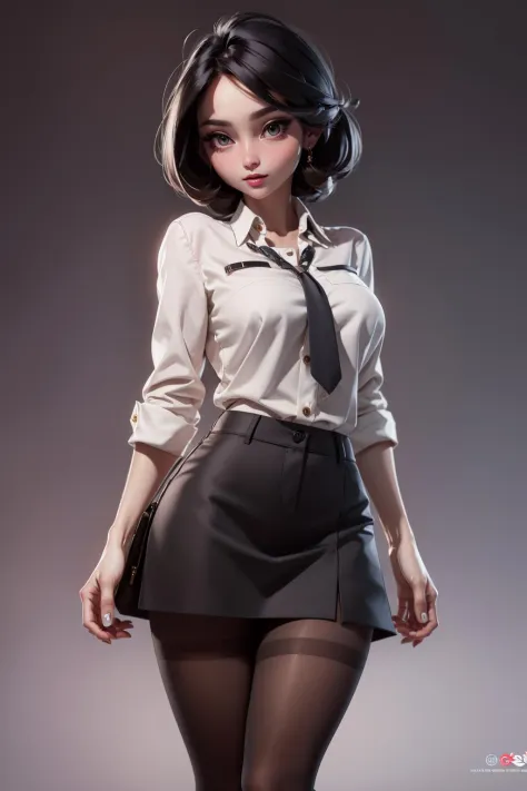 masterpiece, best quality, 8k, official art, cinematic light, ultra high res, 1girl, sexy, mature, shirt, miniskirt, black panty...