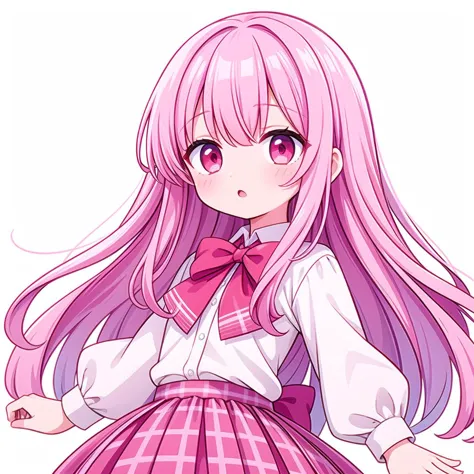 anime girl with long pink hair and pink dress