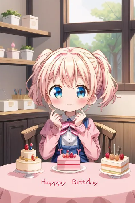 masterpiece,ultra detailed,1girl,smile,happy,alice_cartelet,(chibi),tulip,happy birthday,text,cake,candle,spring,on table indoor<lora:alice_cartelet-v1:0.7> <lora:hyperdetailer_v080:0.7>