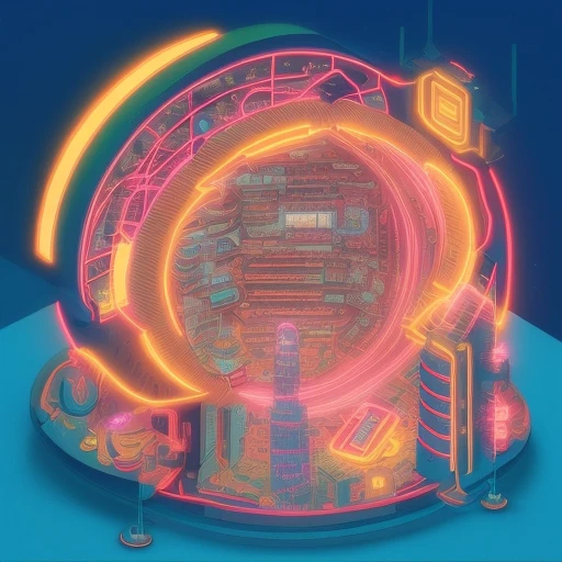 杜斯卡计量学, 未來烏托邦城市剖面圖, 充滿霓虹燈的背景, 杜斯卡计量学, 等距_夢