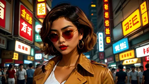 color photo, 1girl, portrait, upper body, PriBlle <lora:PriyaBelle_v2:1>, dark skin, short wavy blonde hair, tan trenchcoat, sunglasses, red lipstick, earrings,
Hong Kong, night, extremely crowded,
8k, uhd, highly detailed, masterpiece, shot by Christopher Doyle on Canon AE-1, Fujifilm Fujicolor 200, Chungking Express homage, rule of thirds, 
 lonely, sad, disconnected
<lora:XenoDetailer_v3:0.3>  <lora:DirectedByWKW_v1:0.8>