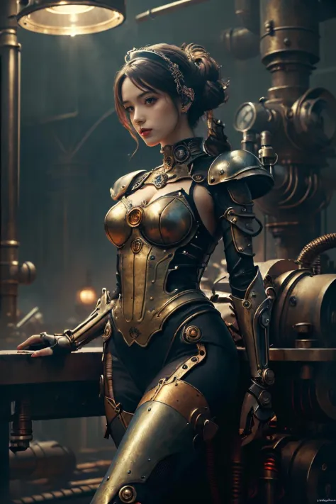 (masterpiece,top quality,best quality,official art,beautiful and aesthetic:1.2),
1girl,mechanical arms,
steampunk,  <lora:SteamP...